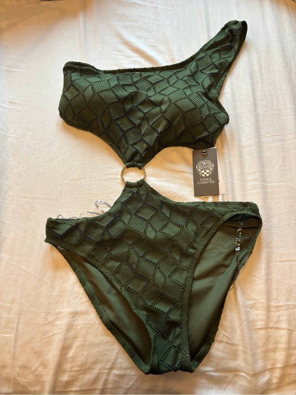 Vince Camuto Crochet One-Piece Swimsuit with Ring Detail